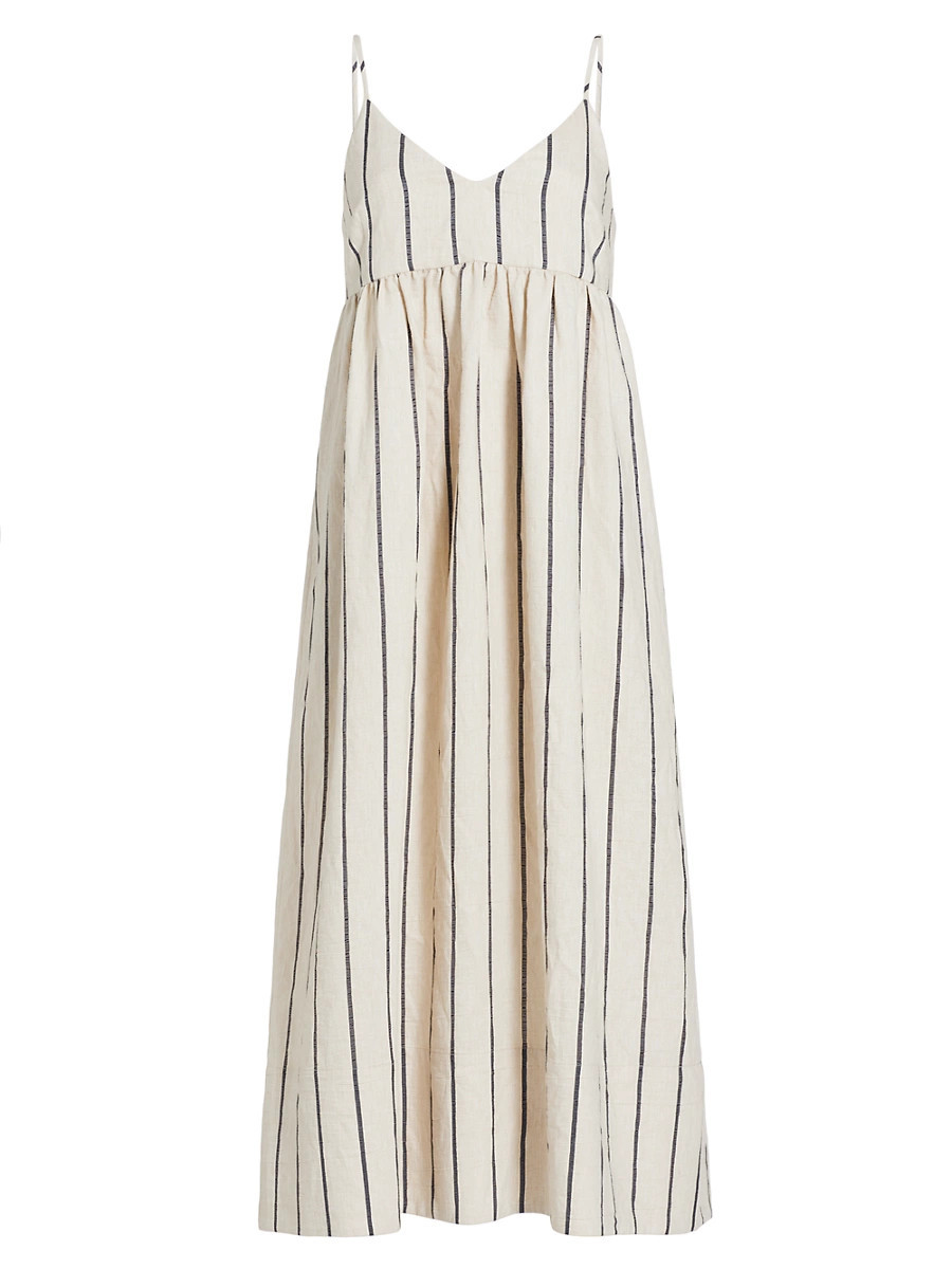 Women's Cove Linen-Blend Maxi Dress - Natural Navy Stripe - Size Small | Saks Fifth Avenue