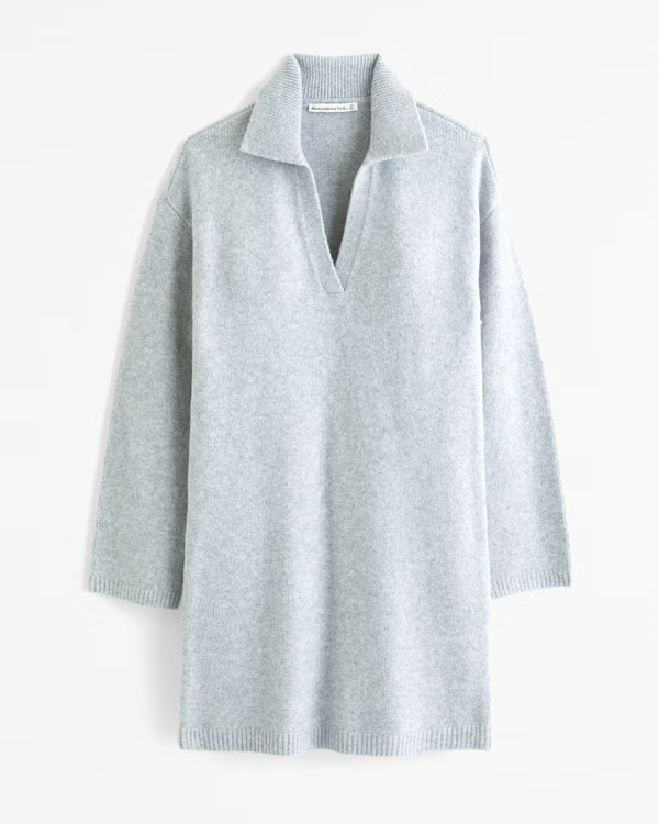 Women's Long-Sleeve Collared Mini Sweater Dress | Women's Clearance | Abercrombie.com | Abercrombie & Fitch (US)