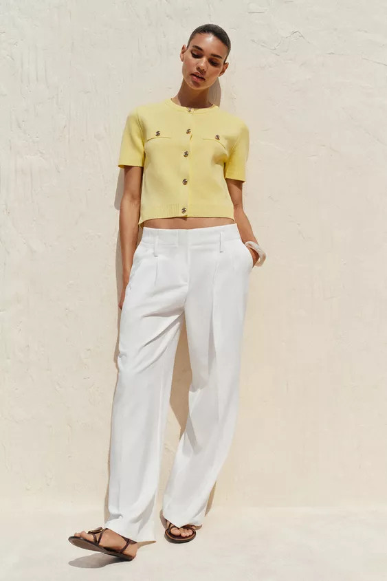 SHORT SLEEVE KNIT CARDIGAN | Zara US