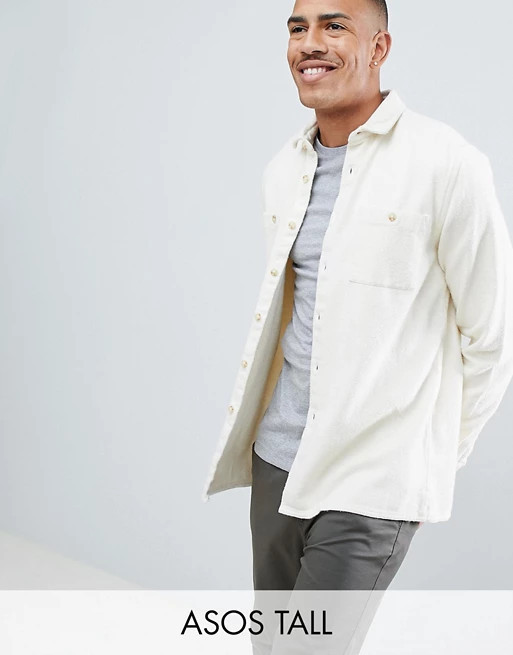 ASOS DESIGN Tall overshirt in ecru | ASOS UK