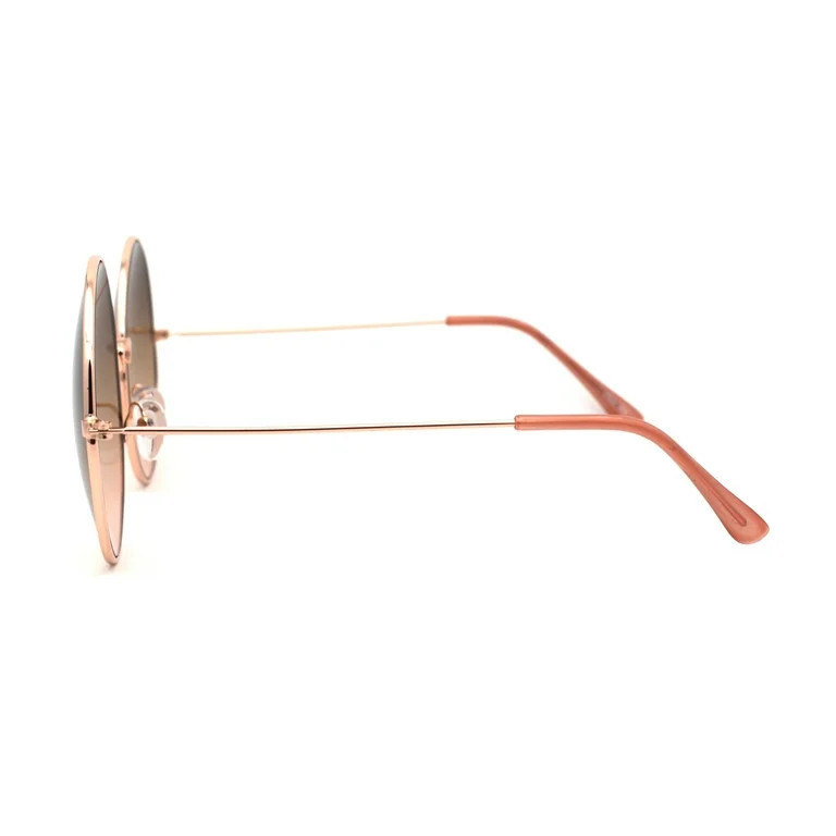 Classic Oversize Joplin Style Hippie Round Circle Lens Sunglasses Gold Brown Peach | Walmart (US)