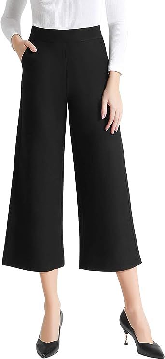 Tsful High Waist Wide Leg Pants for Women Business Casual Crop Dress Pants Stretch Pull On Office... | Amazon (US)