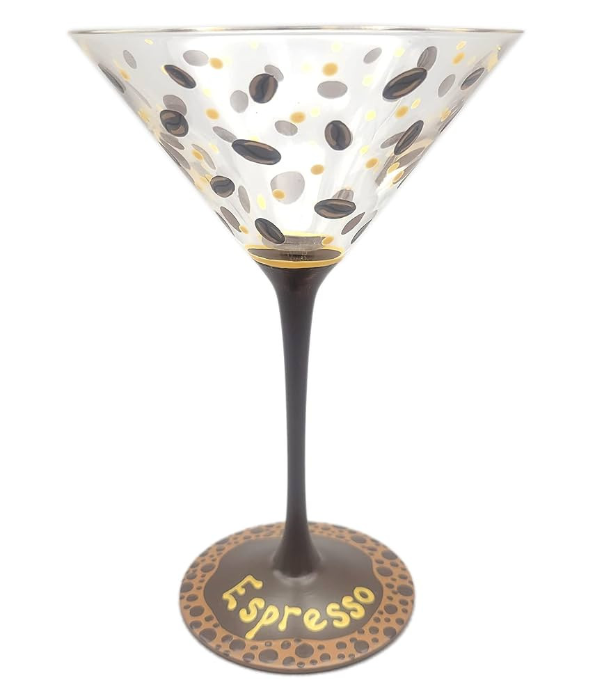 Espresso Themed Martini Glass - Hand Painted - Coffee Beans - Fancy, Elegant - Cocktail Gift | Amazon (US)