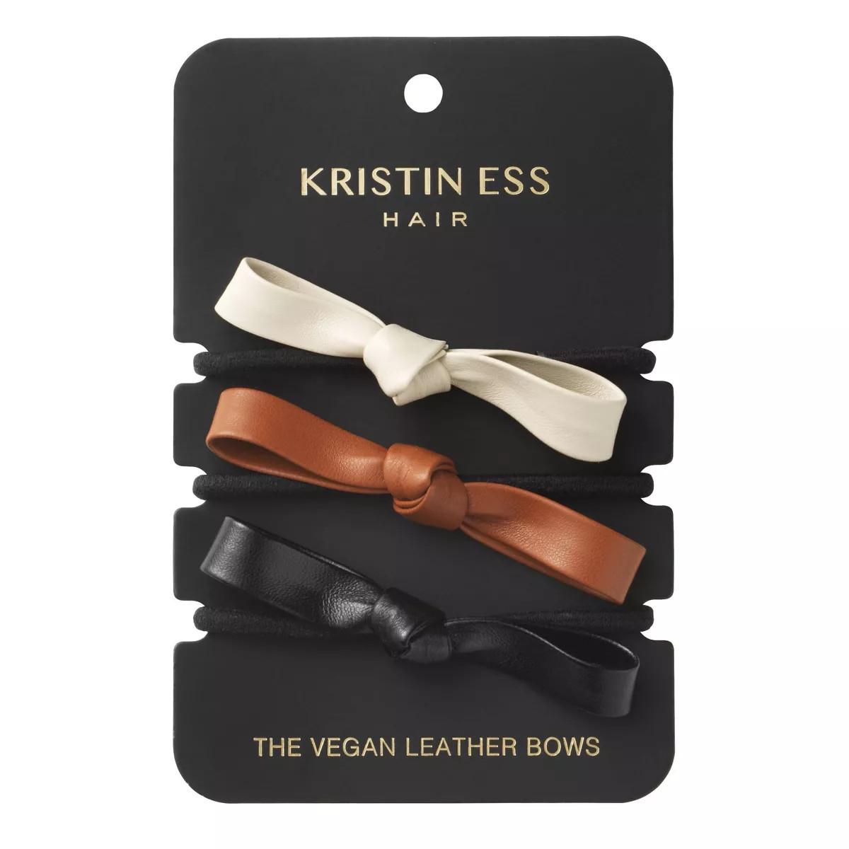 Kristin Ess The Vegan Leather Bows Hair Elastic - 3ct | Target
