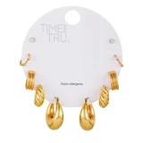 Time and Tru Women's Gold Tone Multi Earring Set with Glass Stones | Walmart (US)