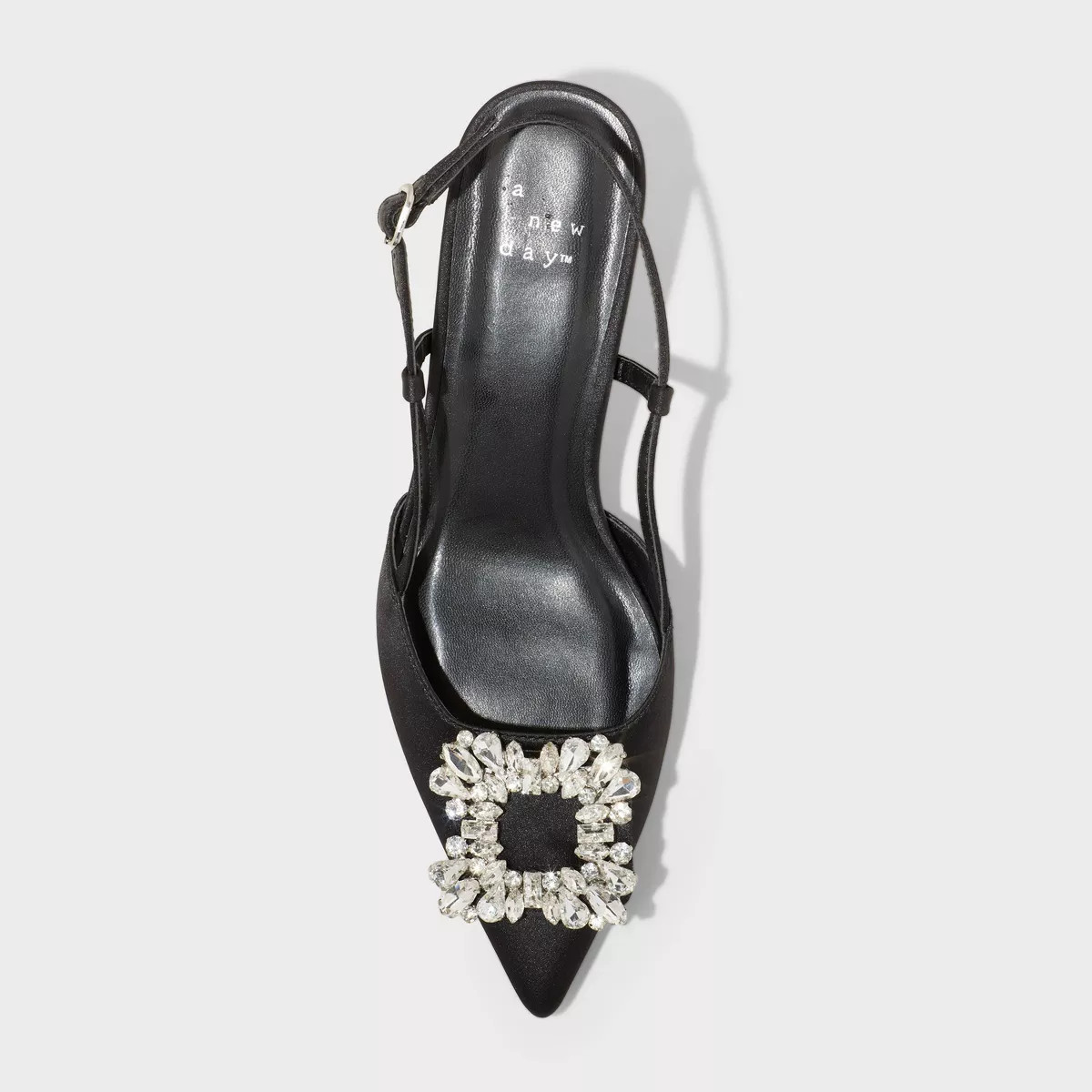 Women's Annette Satin Slingback Heels with Memory Foam Insole - A New Day™ Black 10 | Target