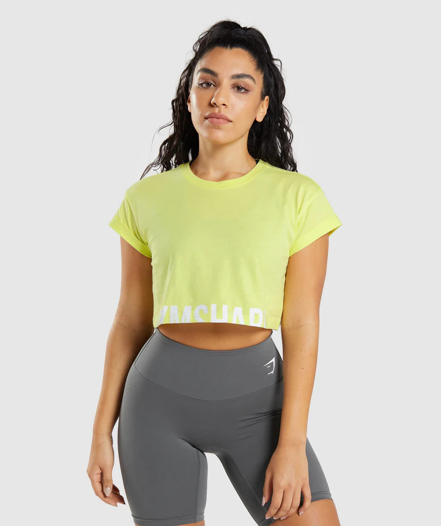 Gymshark Fraction Crop Top - Firefly Green | Gymshark (Global)