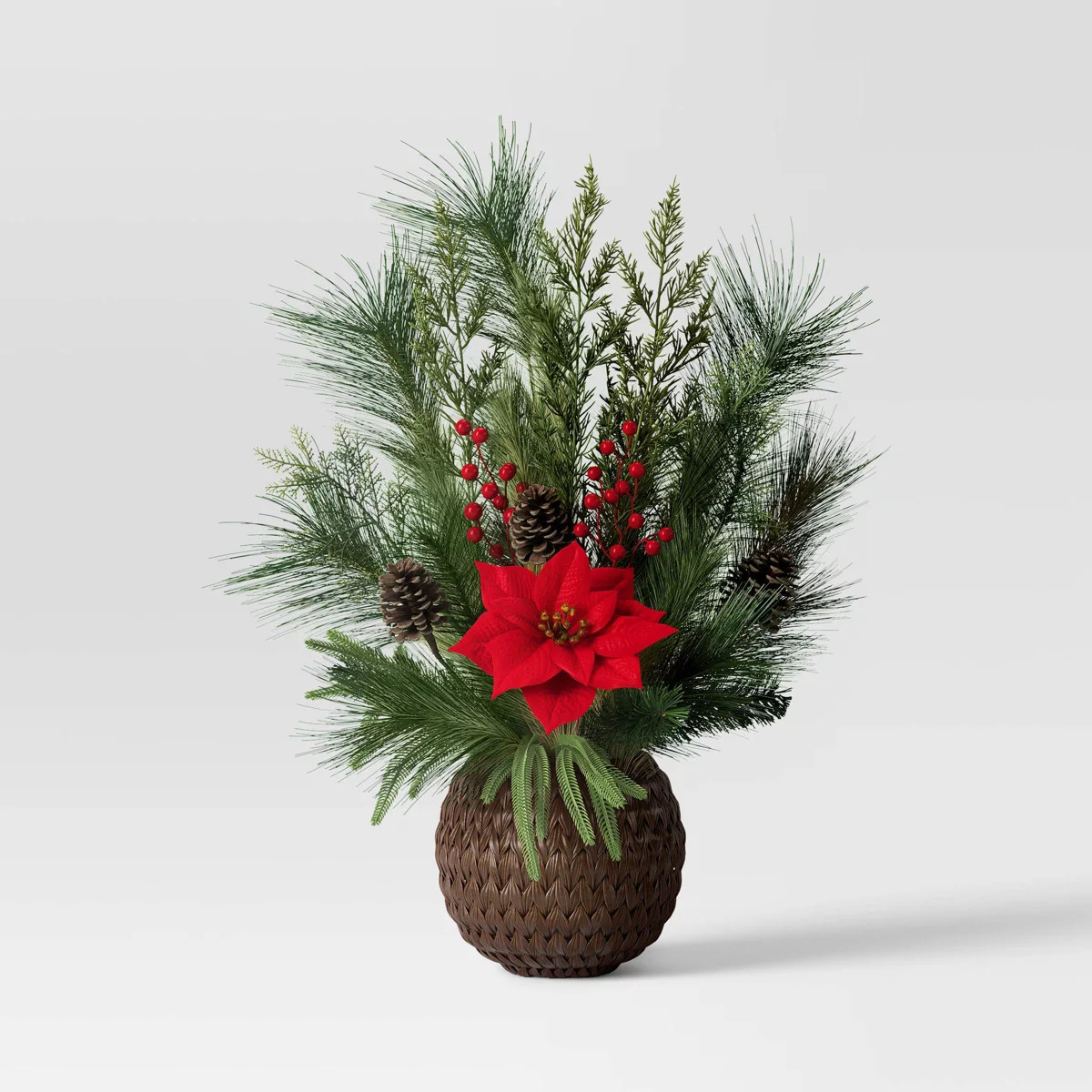 30" Decorated Mixed Greenery Mini Artificial Christmas Plant Arrangement in Basket Base - Wonders... | Target