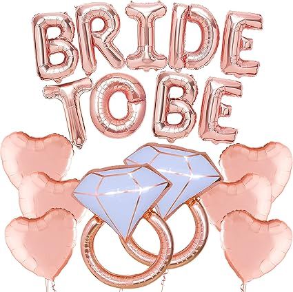 Big, Rose Gold Bride To Be Balloons - 32 Inch Diamond Ring Balloon, Rose Gold Bride Balloons and ... | Amazon (US)