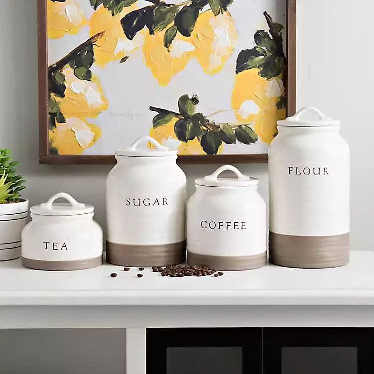 Two-Tone Modern Farmhouse Canisters, Set of 4 | Kirkland's Home