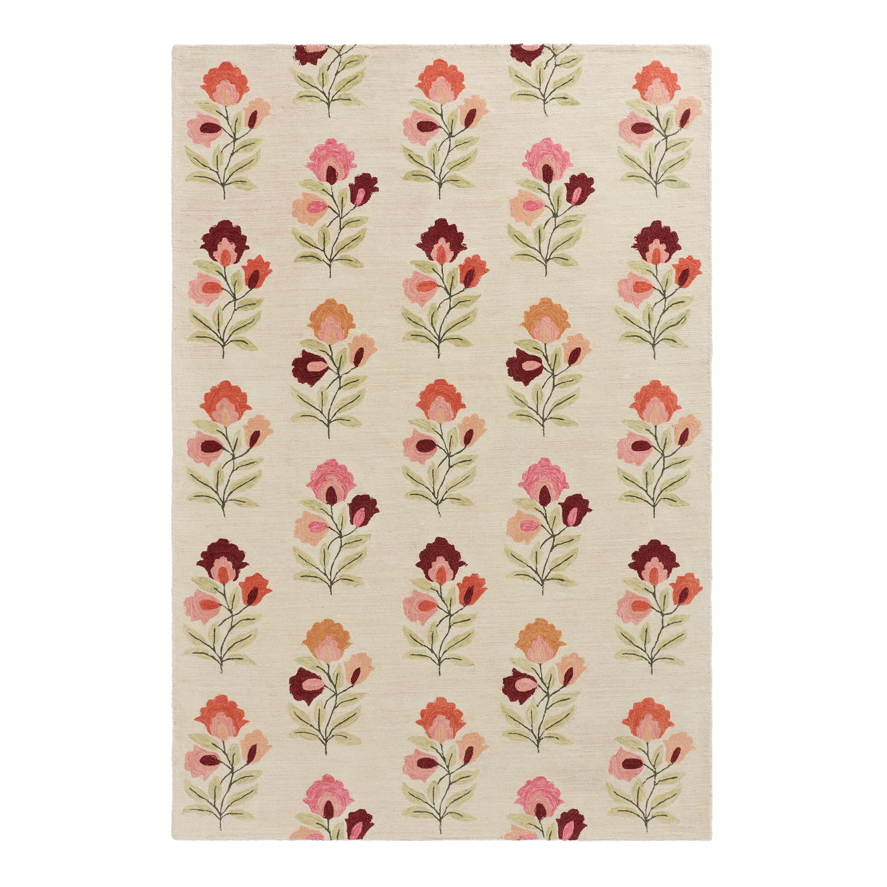 Lotta Pink and Ivory Floral Tufted Wool Blend Area Rug | World Market