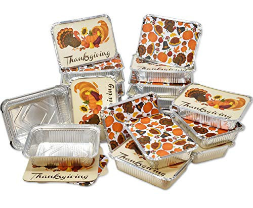 Gift Boutique Thanksgiving Aluminum Foil Pans with Lids – 36 Pack Disposable 7x5x1.5 Inch Rectangular Containers with Festive Turkey and Pumpkin Prints for Holiday Baking, Leftovers, and Desserts | Amazon (US)