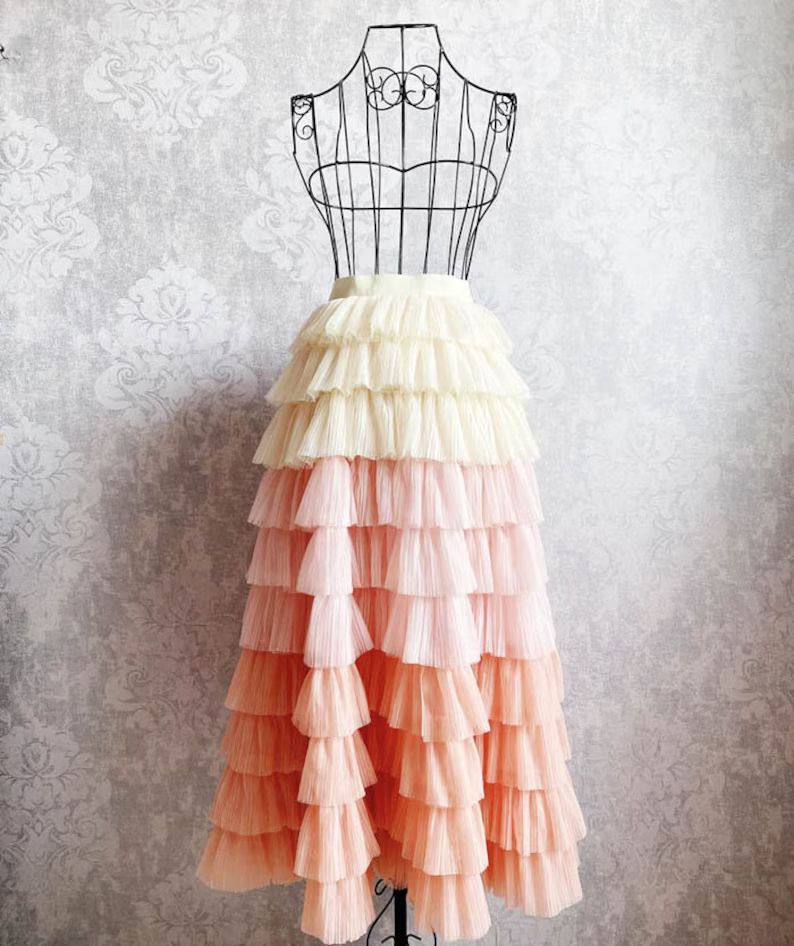 Romantic Layered Rainbow Pleated Tulle Maxi Dress Gradient | Etsy | Etsy (US)