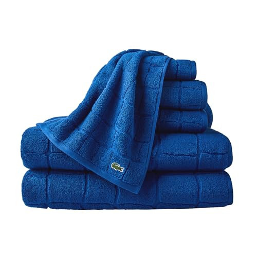Lacoste Croc Scale 100% Cotton Towels – Highly Absorbent & Quick Drying, Premium Super Soft, Surf Blue, 2 Bath Towels (30"x56"), 2 Hand Towels (16"x30"), 2 Washcloths (13"x13") 6PC Bath Towel Set | Amazon (US)