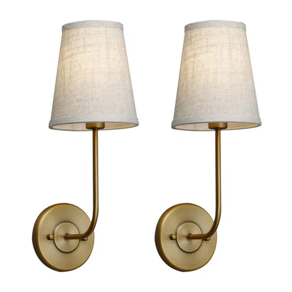 2-light Linen Fabric Shade Wall Sconce | Wayfair North America