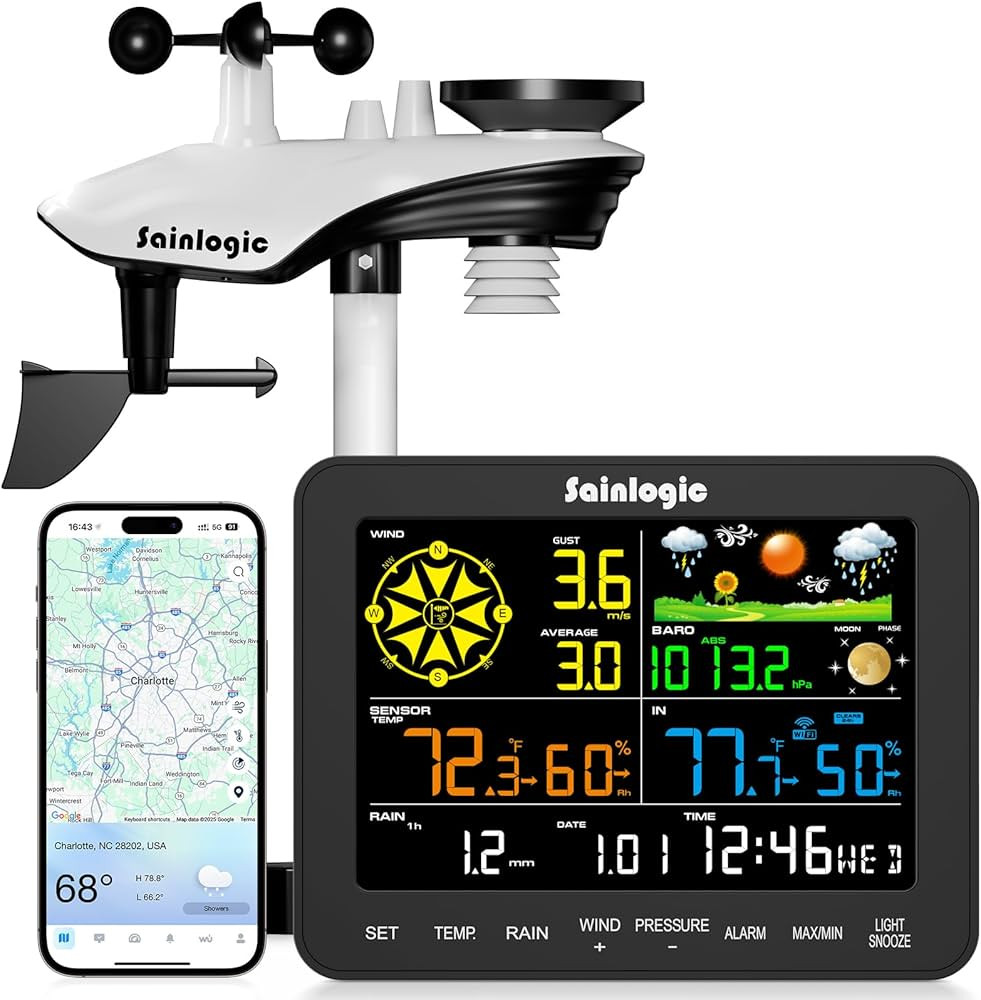 Sainlogic Smart WiFi Weather Stations Wireless Indoor Outdoor SA6 Plus,24/7 AI Weather Forecast b... | Amazon (US)