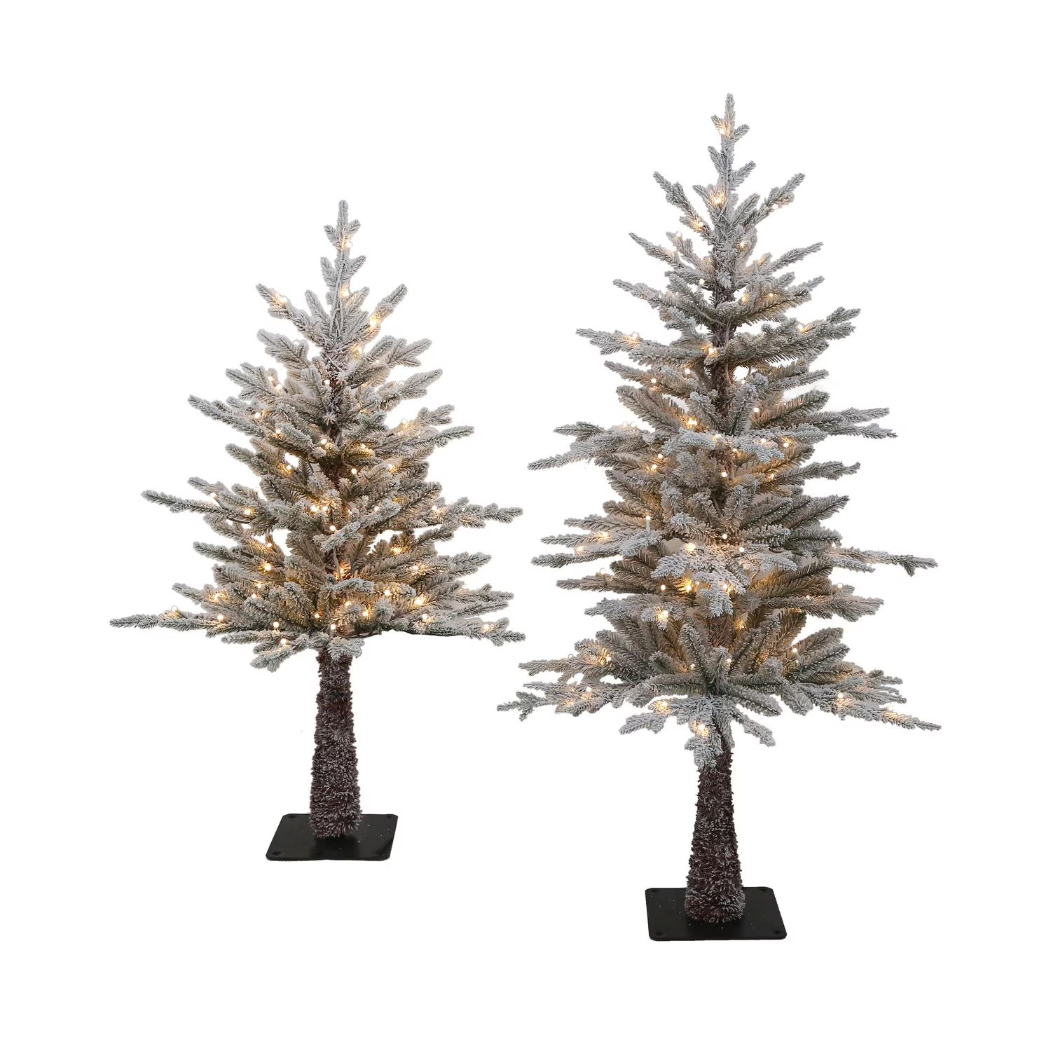 Holiday Time Set of 2 Flocked Snowy Christmas Trees, Green with flocking, 1025 PE+PVC branch tips | Walmart (CA)