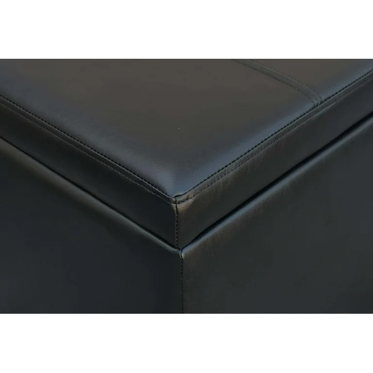 Better Homes & Gardens 30" Hinged Storage Ottoman, Black Faux Leather | Walmart (US)