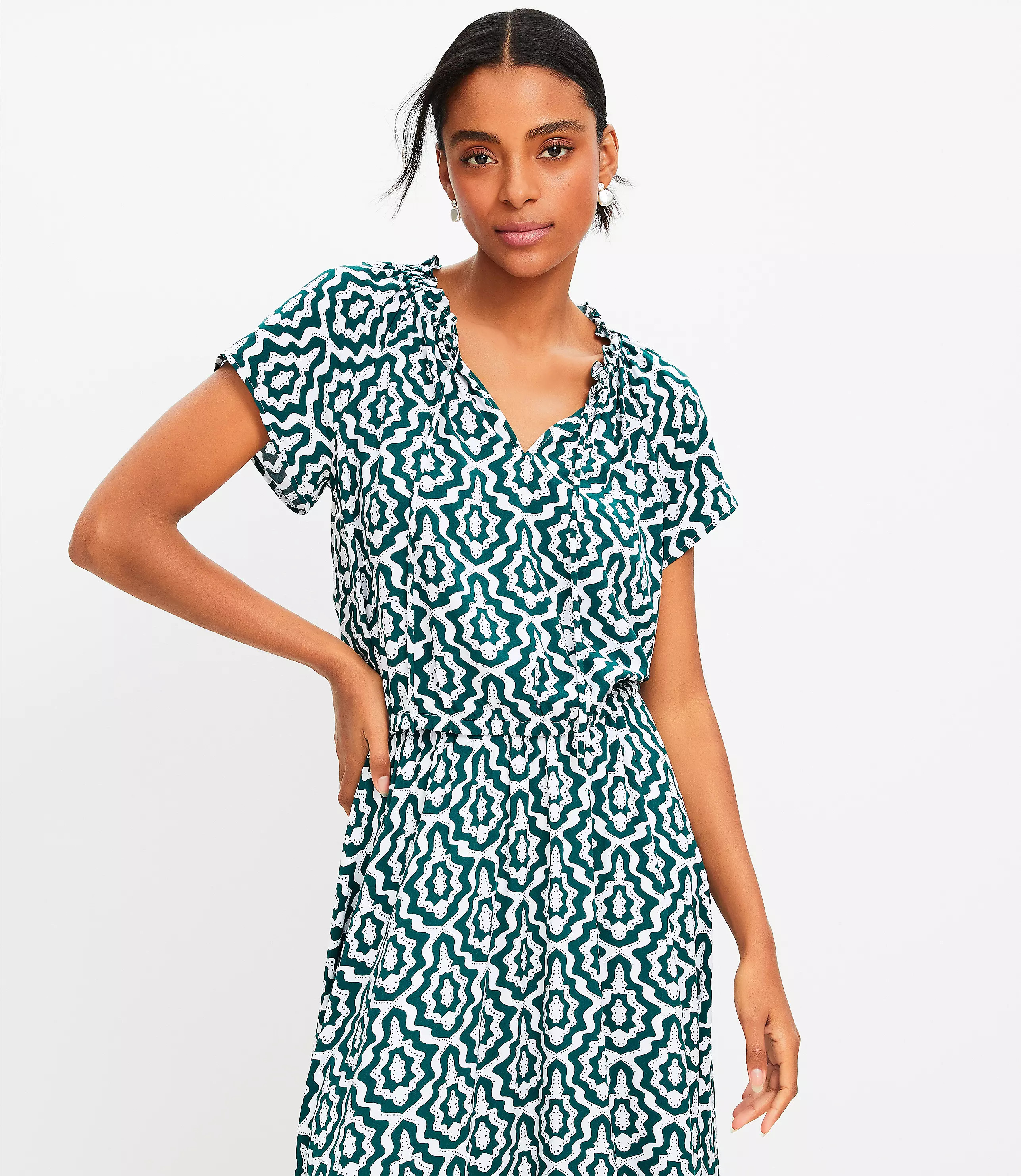 Front Tie Bubble Blouse | LOFT