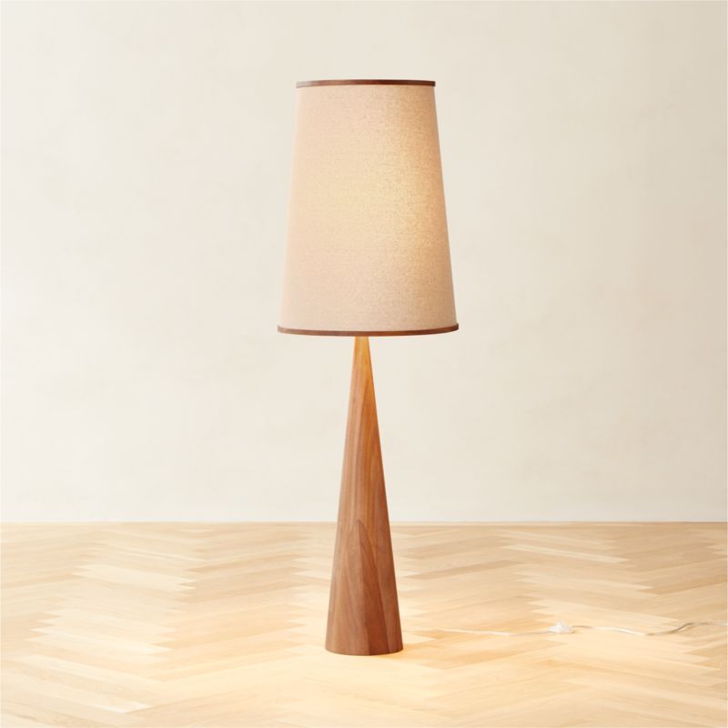 Bruna Walnut Wood and Linen Modern Floor Lamp | CB2 | CB2