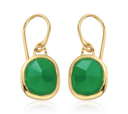 Siren Green Onyx Wire Earrings, Gold Vermeil on Silver | Monica Vinader (US)