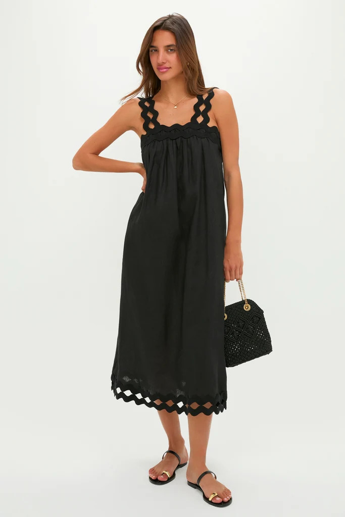 Black Ric Rac Linen Ellis Dress | Tuckernuck (US)