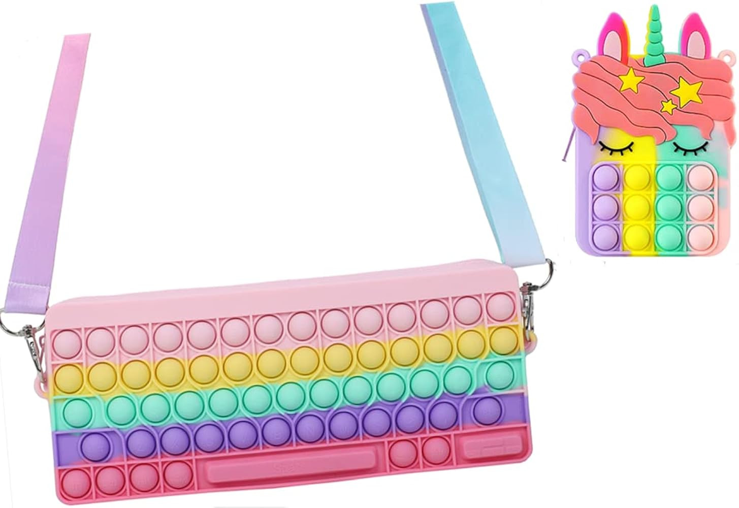 Amazon.com: Pop Purse for Girls Women Fidget Shoulder Bag Rainbow Pop Fidget Bag Toy for Christma... | Amazon (US)