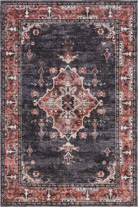 Charcoal Wild Orchid Washable Area Rug | Rugs USA