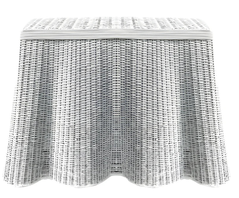 White SCALLOPED WICKER CONSOLE | The Enchanted Home