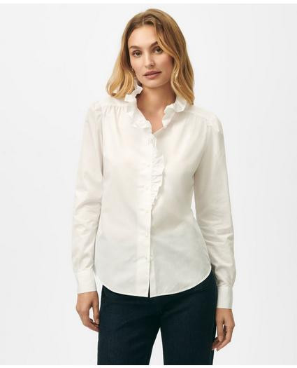 Cotton Ruffle Placket Shirt | Brooks Brothers