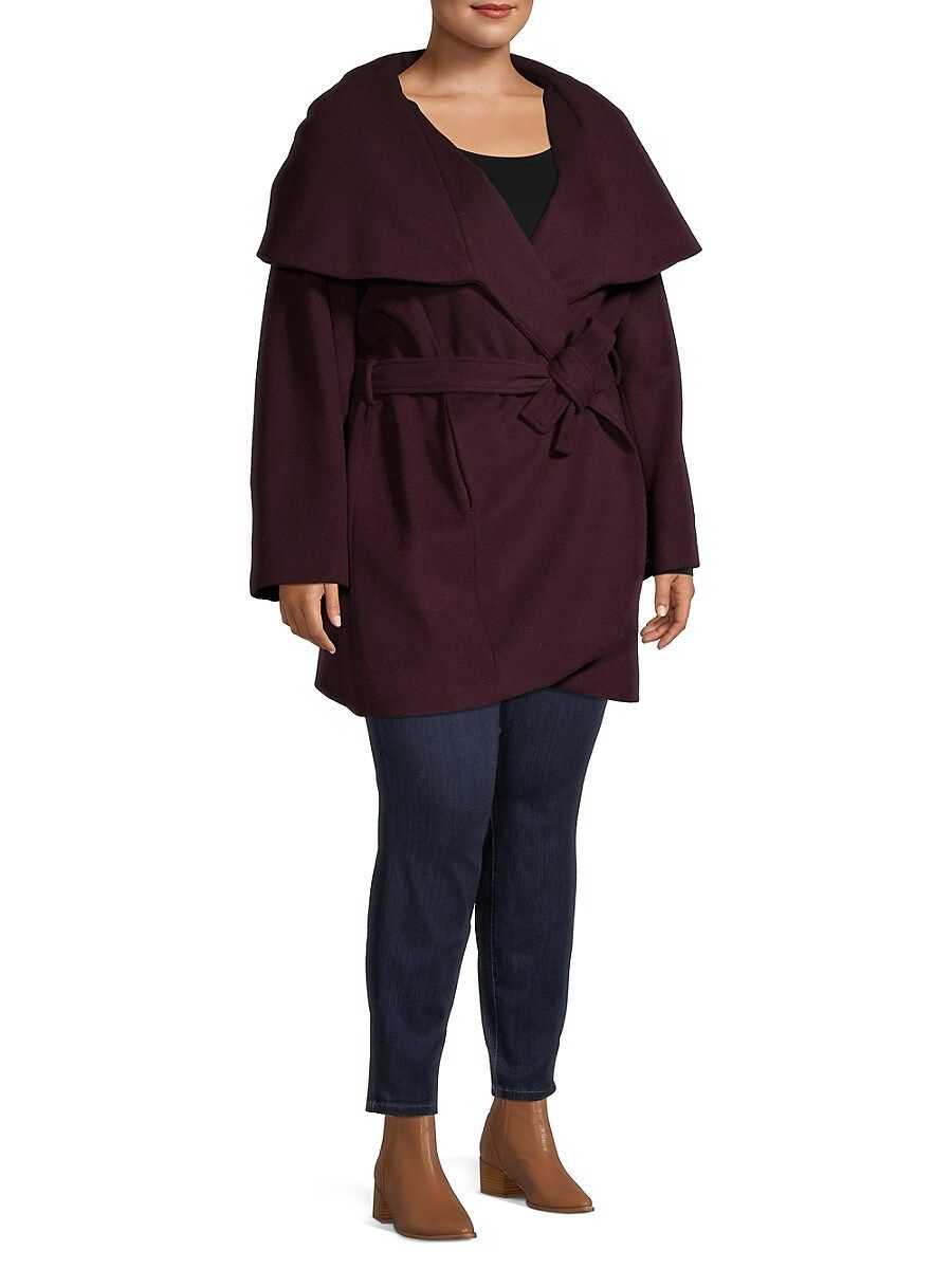 Tahari Women's Plus Marla Wool Blend Wrap Coat - Merlot - Size 0X (10-12) | Saks Fifth Avenue OFF 5TH
