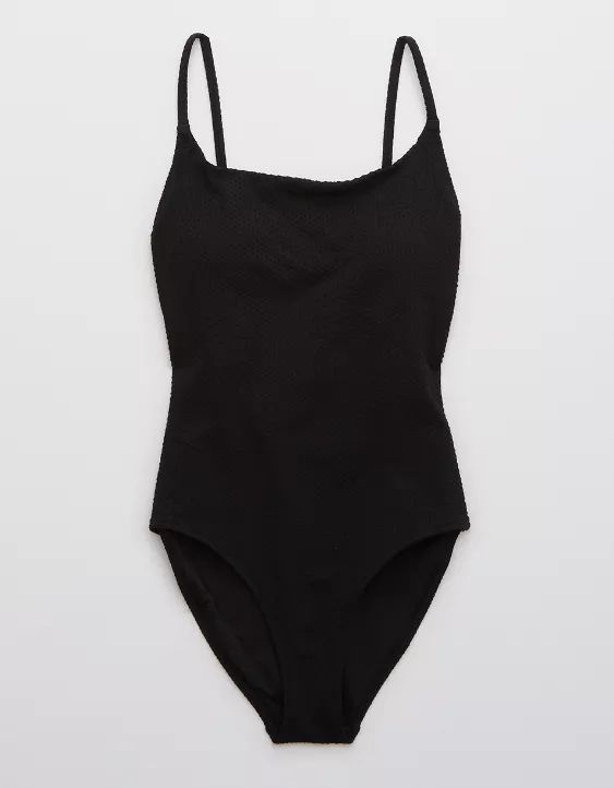 Aerie Jacquard Crossback Scoop One Piece Swimsuit | American Eagle Outfitters (US & CA)