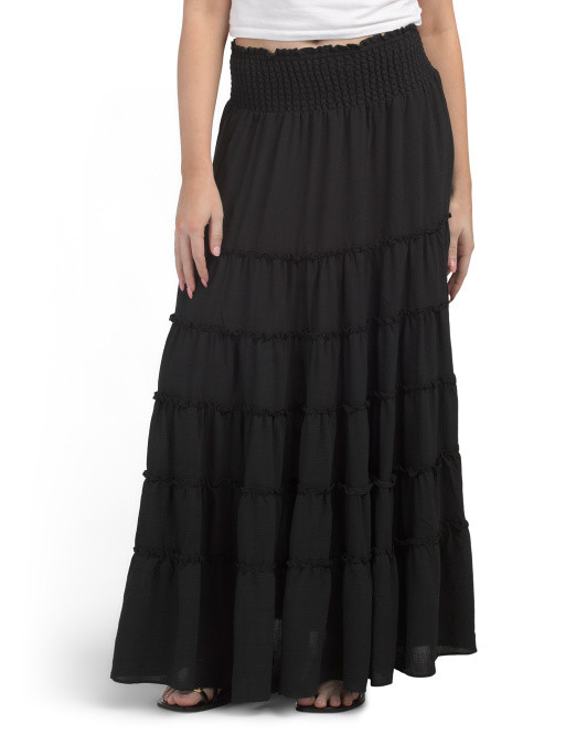 Crinkle Smocked Yoke Multi Tiered Skirt | Shorts & Skirts | Marshalls | Marshalls