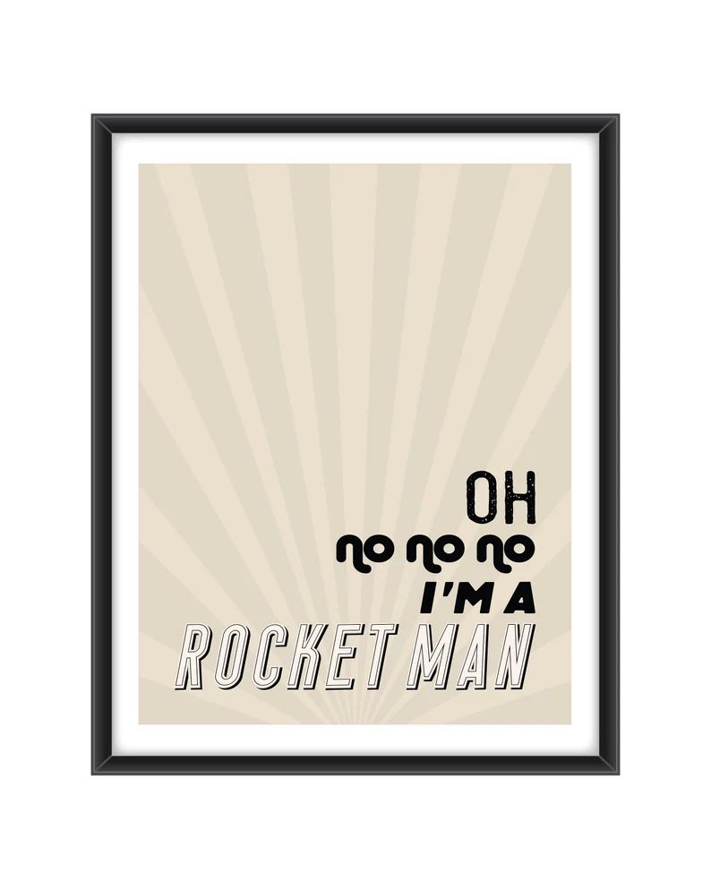 Rocket Man Lyrics Print, Elton John, PRINTABLE Wall Art, Nursery, Bedroom Decor, Kids Room Art, P... | Etsy (US)