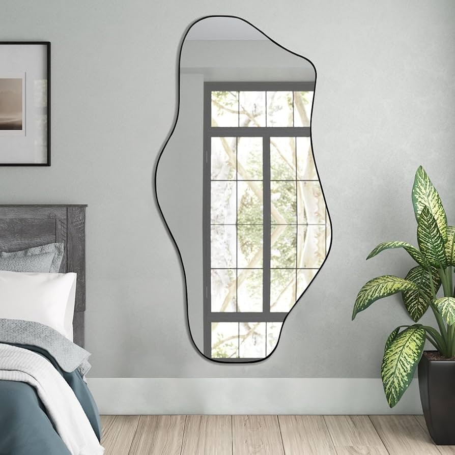 Large Irregular Mirror, Big Asymmetrical Wall Mirror, Modern Oblong Odd Shaped Mirror for Living ... | Amazon (US)