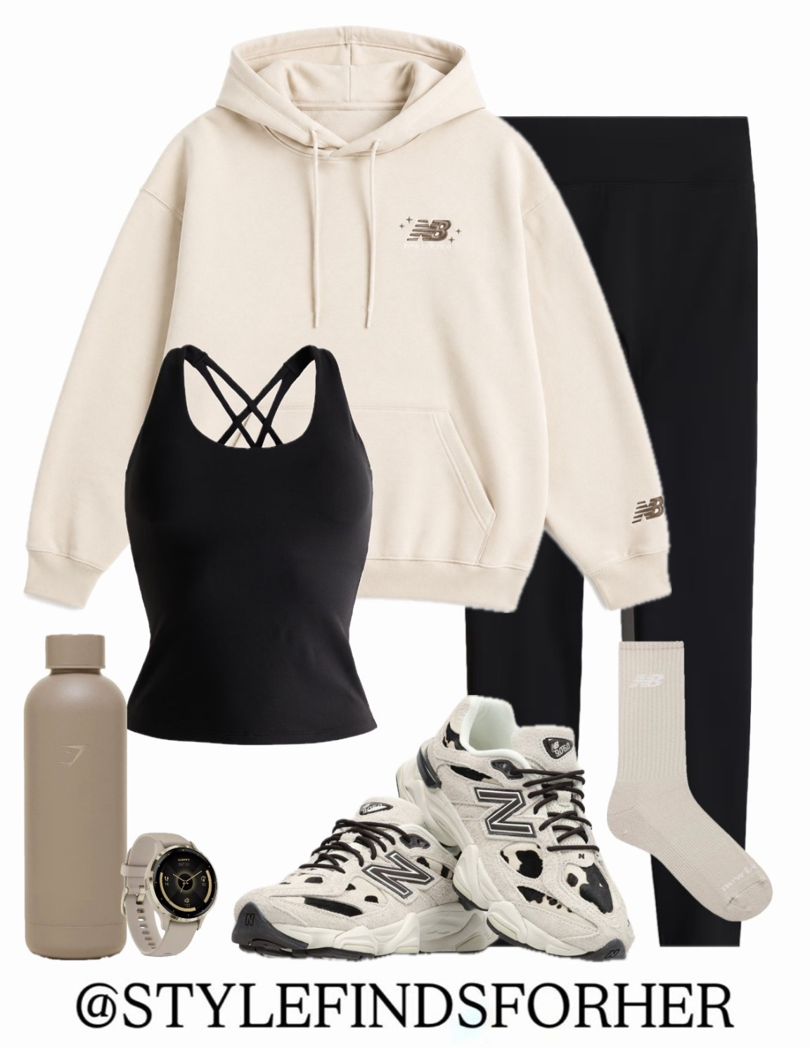 Let the gym trainers do the talking 💬 These brand new cow print New Balance 9060’s are the perfect statement trainer. Paired with neutral hoodie and accessories and sleek black gym wear. Working out never looked so good 😮‍💨 

#LTKfitness #LTKshoes #LTKuk