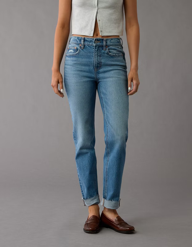 AE Stretch Super High-Waisted Ankle Straight Jean | American Eagle Outfitters (US & CA)