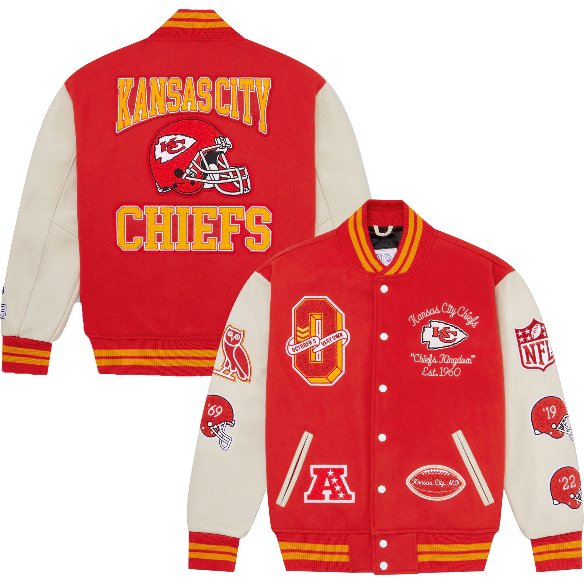 Men's Kansas City Chiefs  OVO x NFL Red  Full-Snap Varsity Jacket | NFL Shop