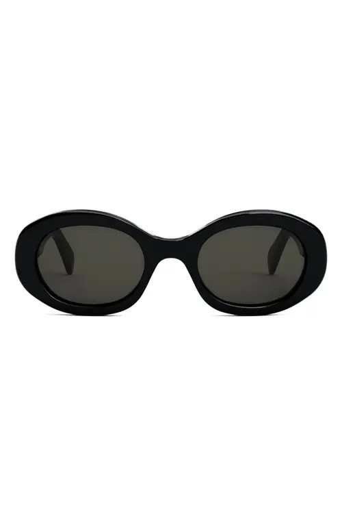 CELINE Triomphe 52mm Oval Sunglasses in Black/Smoke at Nordstrom | Nordstrom