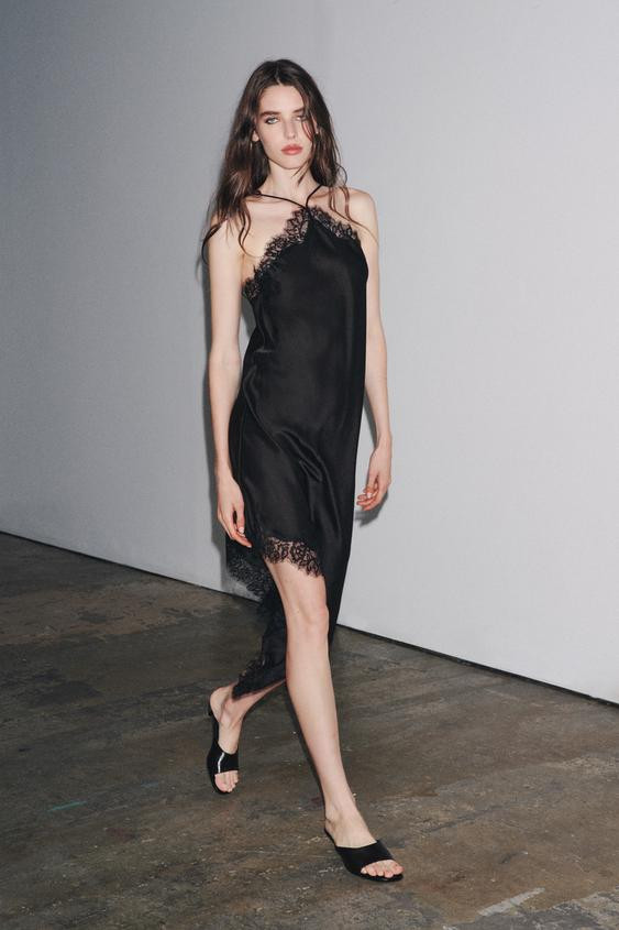 ZW COLLECTION SATIN LACE DRESS | Zara US