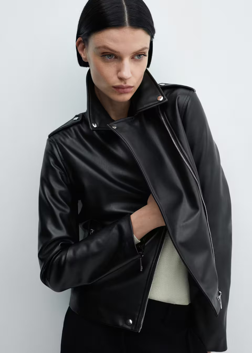 Faux-leather biker jacket | MANGO (UK)