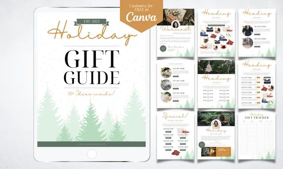 Evergreen Christmas Gift Guide Template  |  Editable Canva Christmas Gift Guide  |  Digital Chris... | Etsy (US)