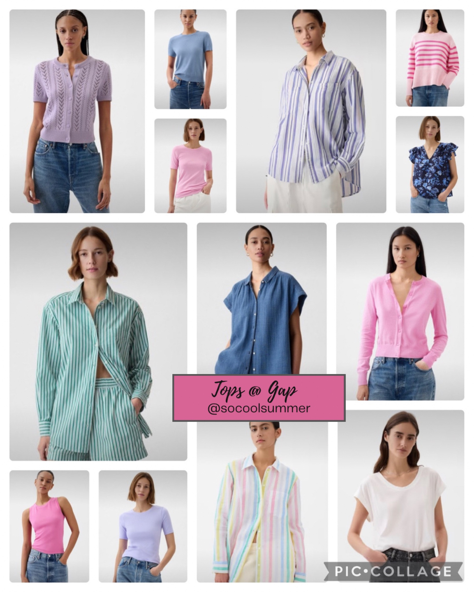 Tees, blouses, and sweaters at Gap for summer color palettes.  They have a lot of cool pink right now!

#hocsummer #coolsummer #lightsummer #softsummer #pastelsummer #darksummer #brownsummer #sweetpeasummer #summerpalette #summerfinds


#LTKsalealert #LTKSeasonal #LTKstyletip