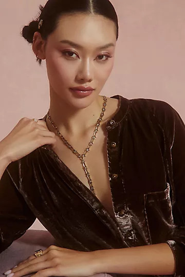 Pilcro Velvet Femme Buttondown Shirt | Anthropologie (US)