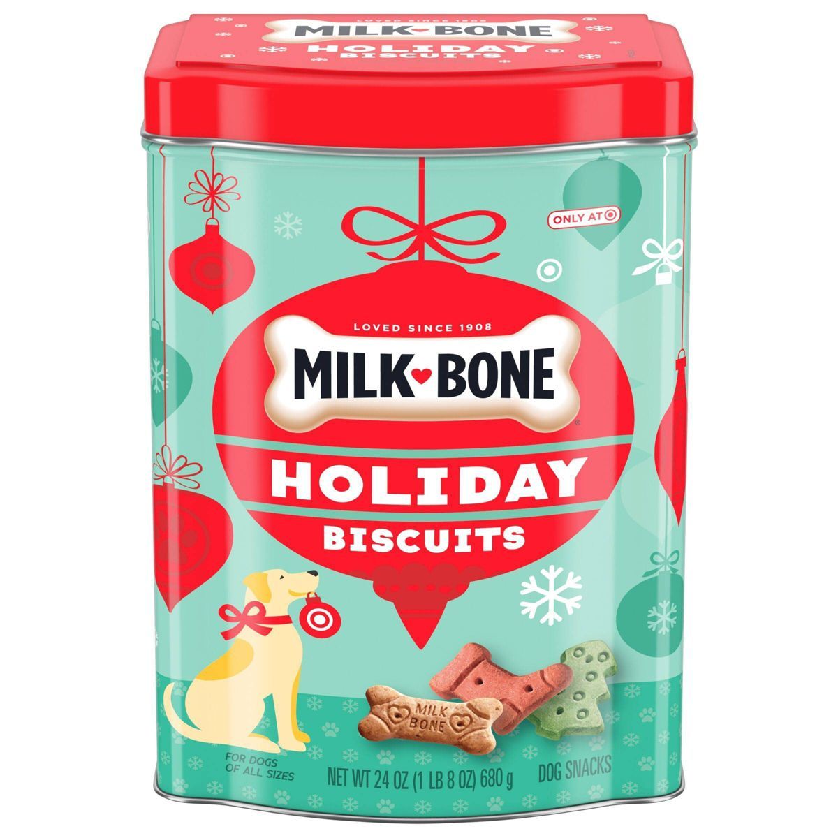 Milk-Bone Christmas Biscuits Tin with Original Beef Flavor Dog Treats - 24oz | Target