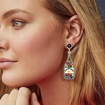 XOCARTIGE Champagne Bottle Earrings Rhinestone Crystal Beaded Champagne Drop Dangle Earrings for ... | Amazon (US)