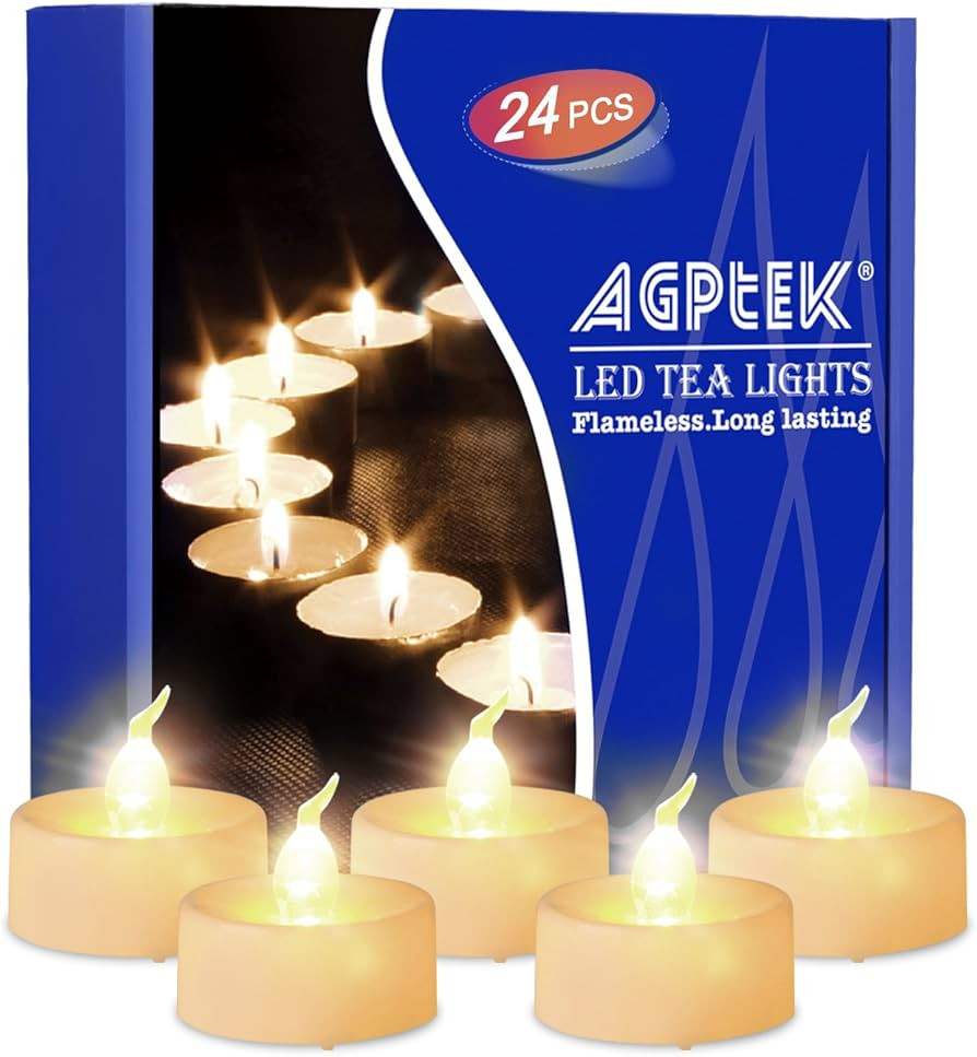 AGPTEK Timer Flickering Tea Lights 24 Pack Flickering LED Candles with Timer Battery Operated Fla... | Amazon (US)