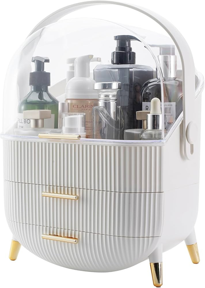 RMAN Makeup Organizer for Vanity Make up and Cosmetics Storage with Lid and Drawers Skincare Orga... | Amazon (US)