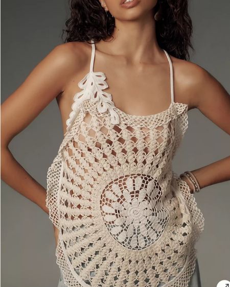 Crochet top, new At Anthropologie! So cute for summer festivals, vacation style 

#LTKFestival #LTKSeasonal