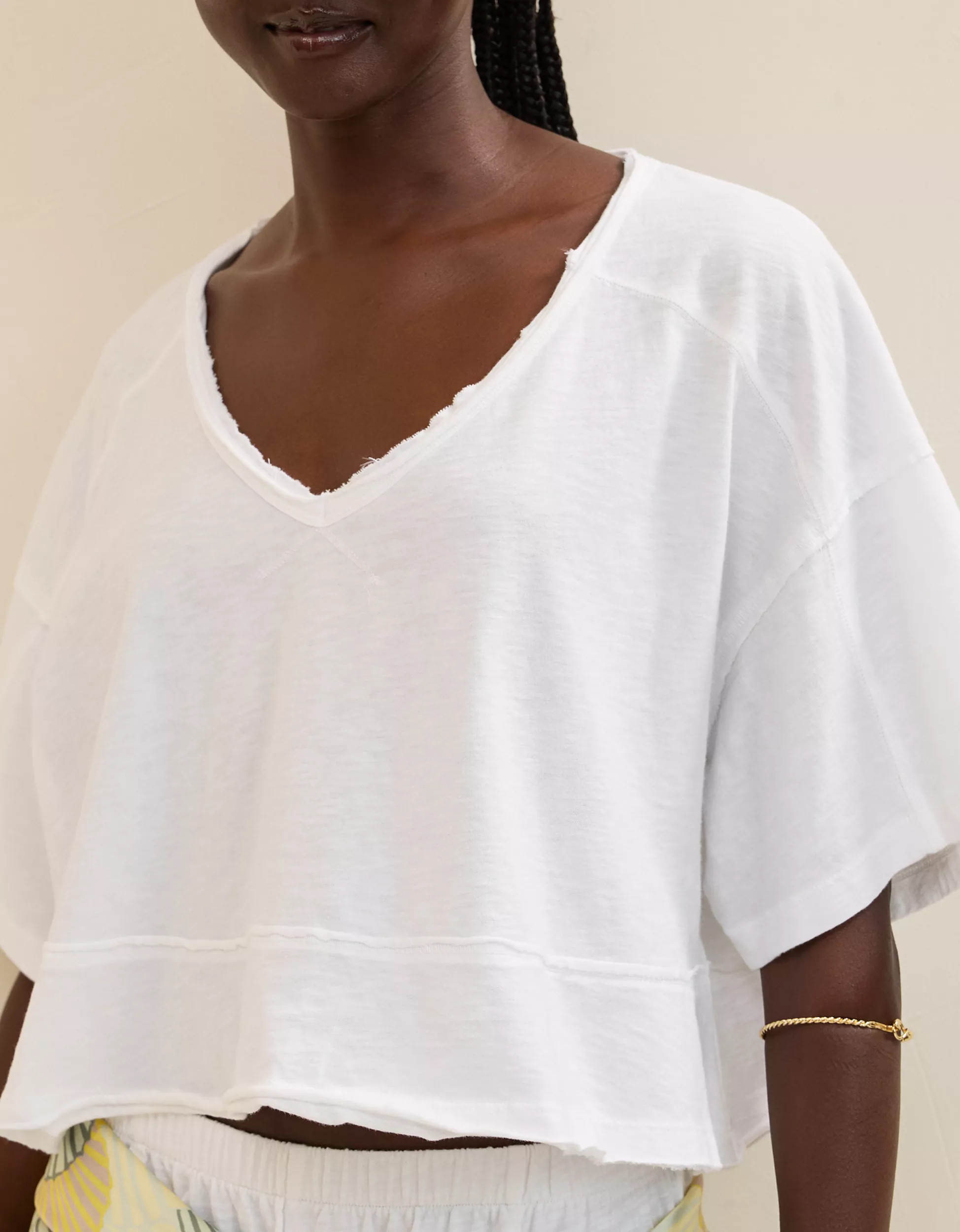 Aerie Happiest Cropped V Neck T-Shirt | Aerie